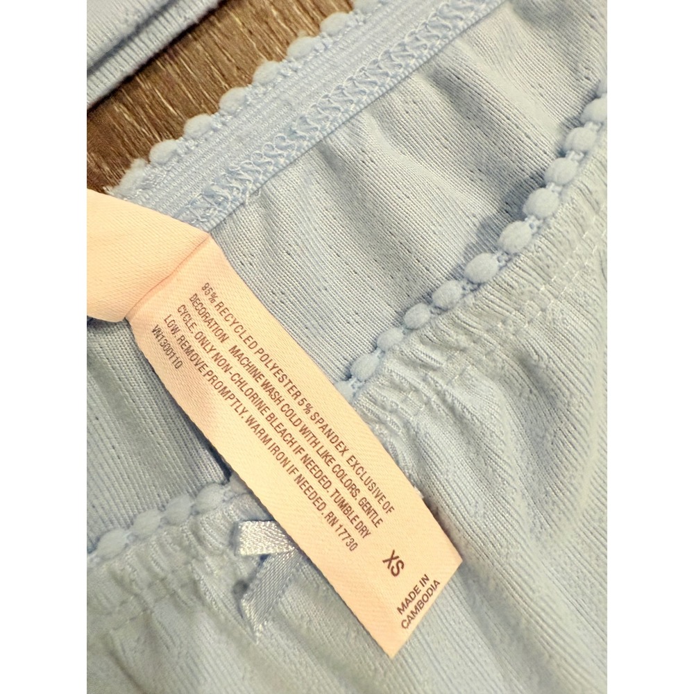 Auden Baby Blue Pointelle Pajama Set Top S /Bottom XS Wide Leg Scallop Trim - Picture 5 of 10